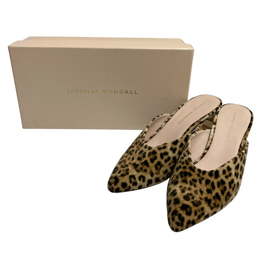 【中古】美品 Loeffler Randall ロフラーランドール レオパードパターン ベロア ポインテッドトゥ ミュ..