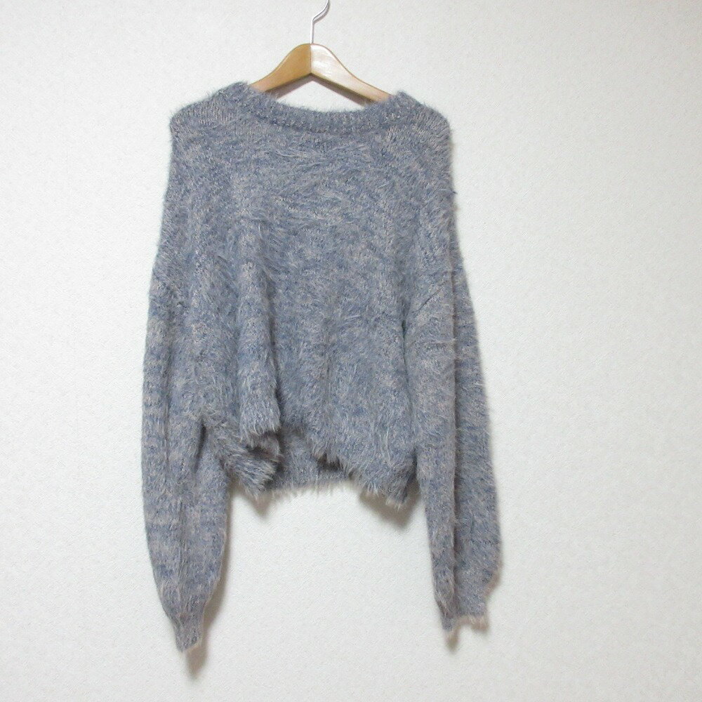 【中古】未使用 25AW MURUA ムルーア バイカラーMIXシャギーニット プルオーバー クロップド セーター ..