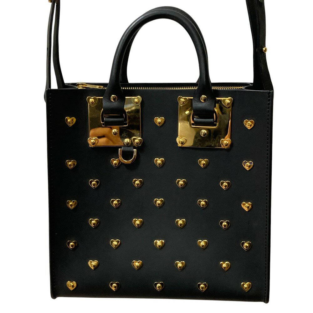 【中古】良品 SOPHIE HULME ソフィーヒュルム アルビオン スクエアトートバッグ ブラック×ゴールドカラー レディース Luxs ブランド古着のリュクス