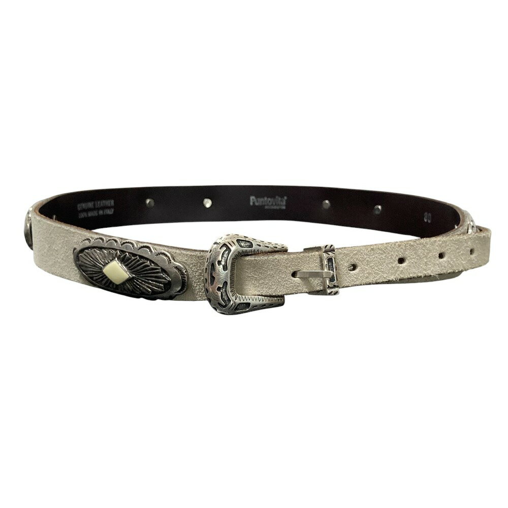 【中古】良品 PUNTOVITA プントヴィータ コンチョ スウェードレザーベルト グレージュ レディース Luxs..