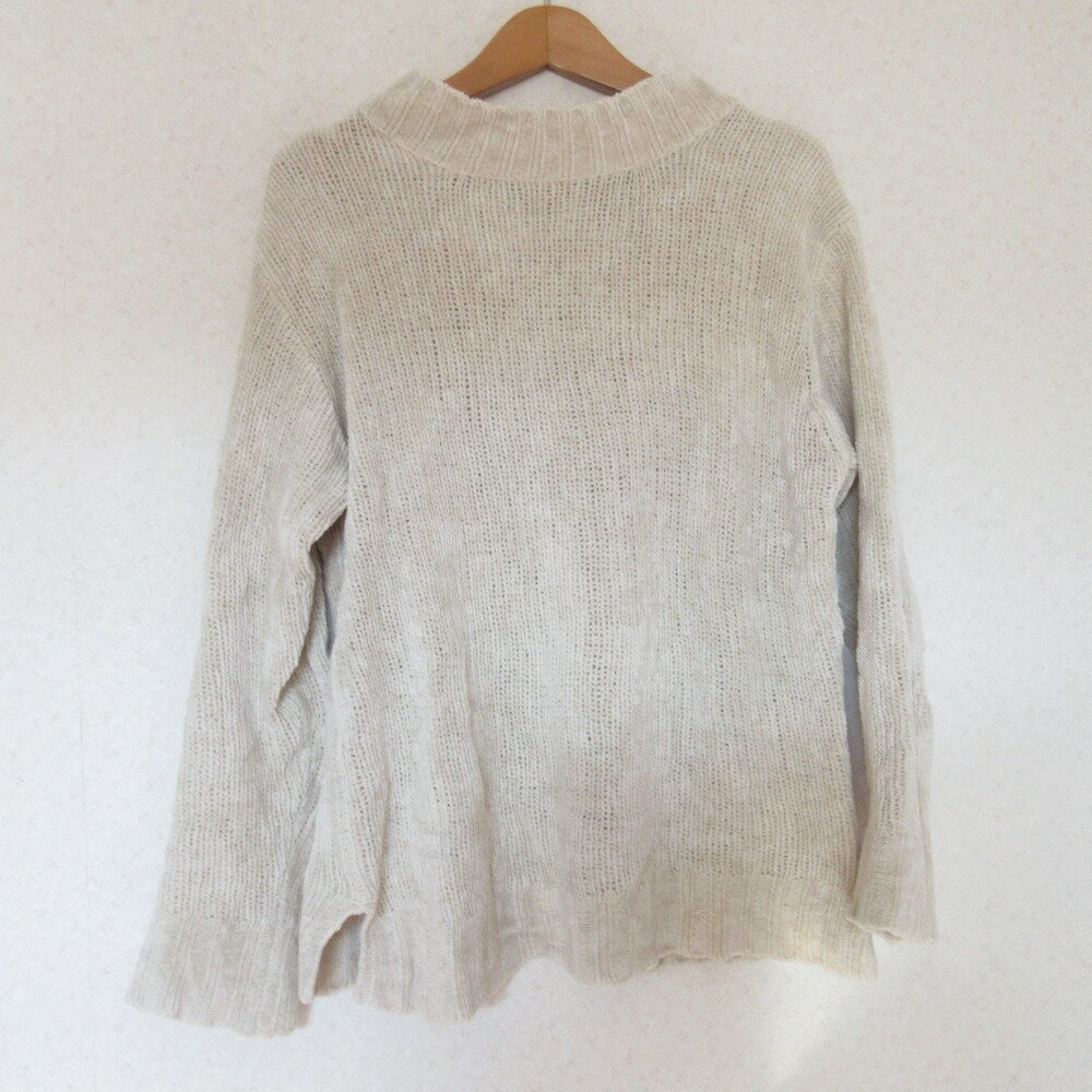 【中古】美品 Plantation プランテーション リネンコットン 長袖 モックネック ニット プルオーバー セ..