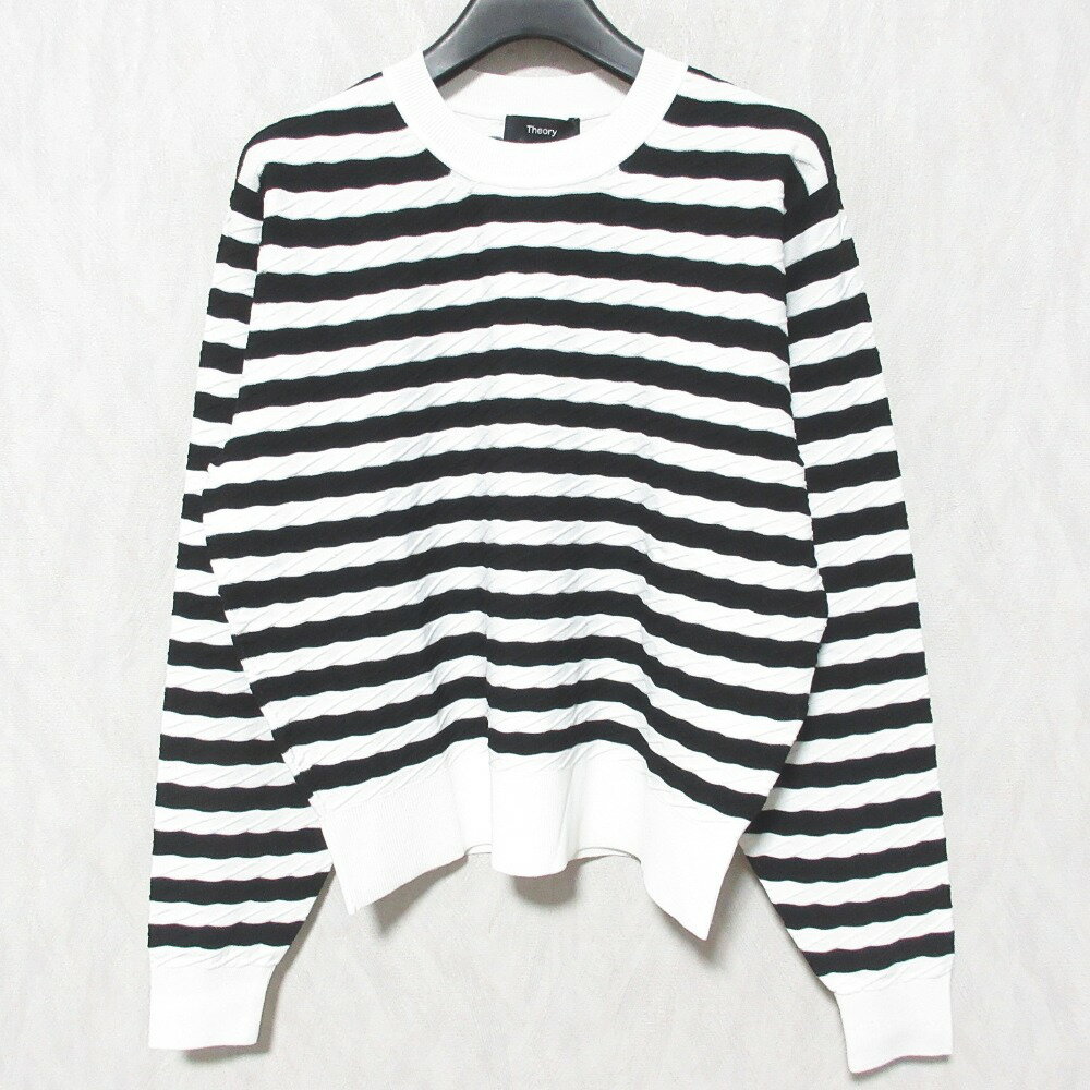 【中古】未使用 23SS Theory セオリー COMPACT CREPE PANEL TWISTED ST PO ボーダー ツイストニット カ..