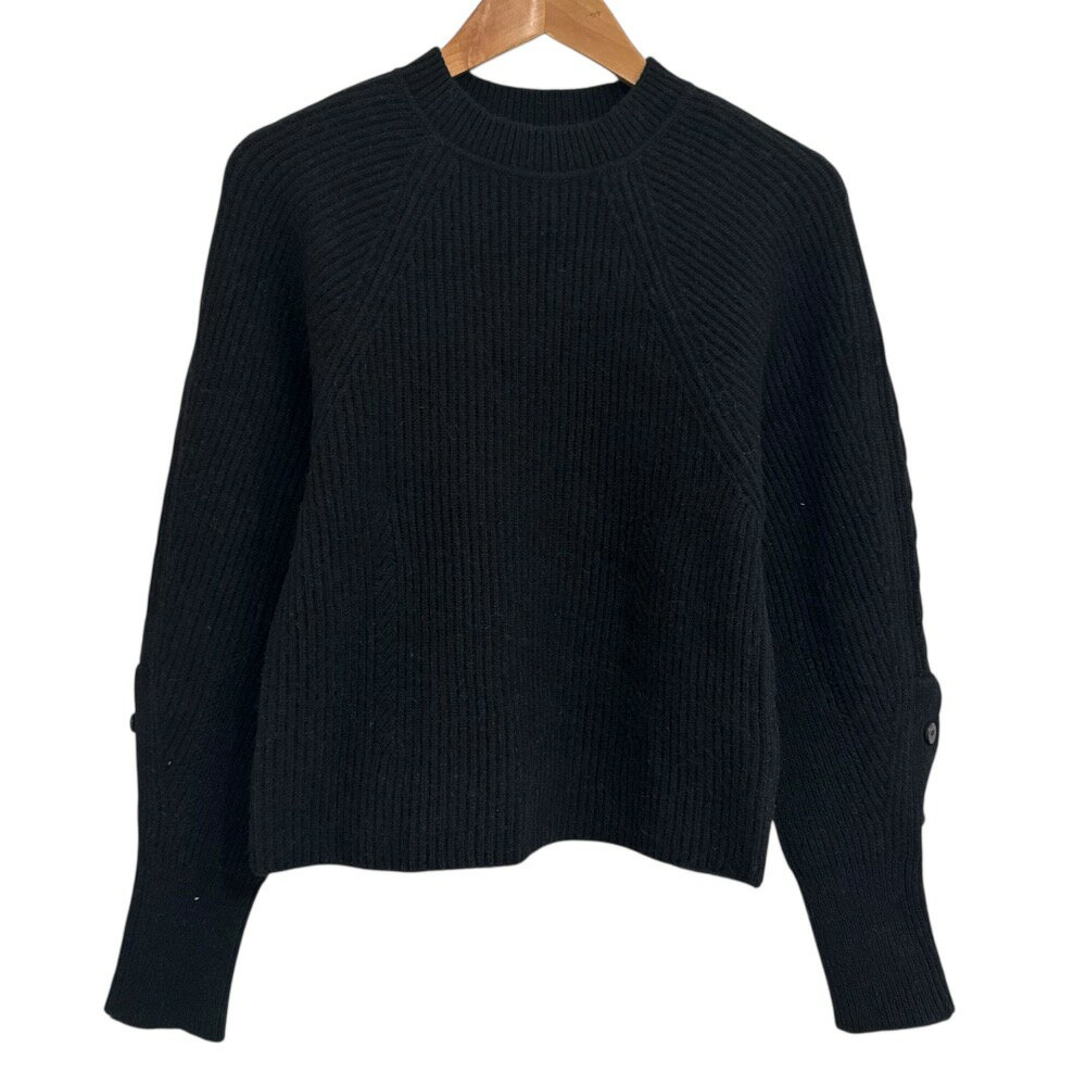 【中古】美品 HERMES エルメス 長袖 キャメル リブニット セーター サイズ34 ブラック レディース Luxs..