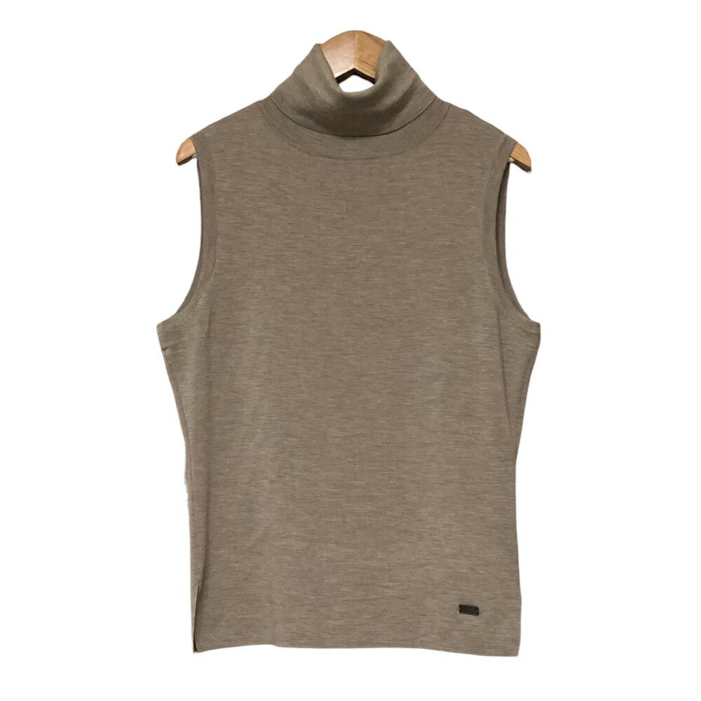 【中古】良品 FOXEY フォクシー タートルネック ノースリーブ ニット カットソー 36976 サイズ42 モカ ..
