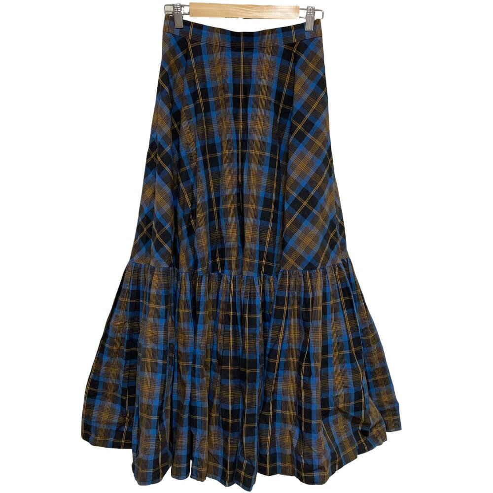 【中古】良品 Curensology カレンソロジー チェックティアードスカート CL105038ER サイズ38 ブルー×ブラウン レディース Luxs ブランド古着のリュクス