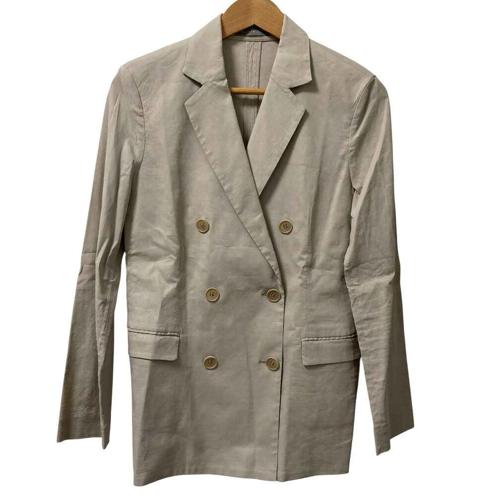 【中古】美品 theory luxe セオリーリュクス リネン ダブルジャケット パンツ セットアップ スーツ サイズ38/34 ベージュ レディース Luxs ブランド古着のリュクス