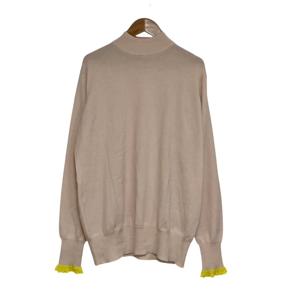 美品 MACHATT マチャット レースカフハイネックニット カットソー セーター ピンクベージュ イエロー レディース Luxs ブランド古着のリュクス