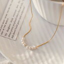 ネックレス パール ゴールド ステンレス 18k 金属アレルギー対応 ステンレス製 18kコーティング アジャスター ゴールド チェーンネックレス ショート 華...