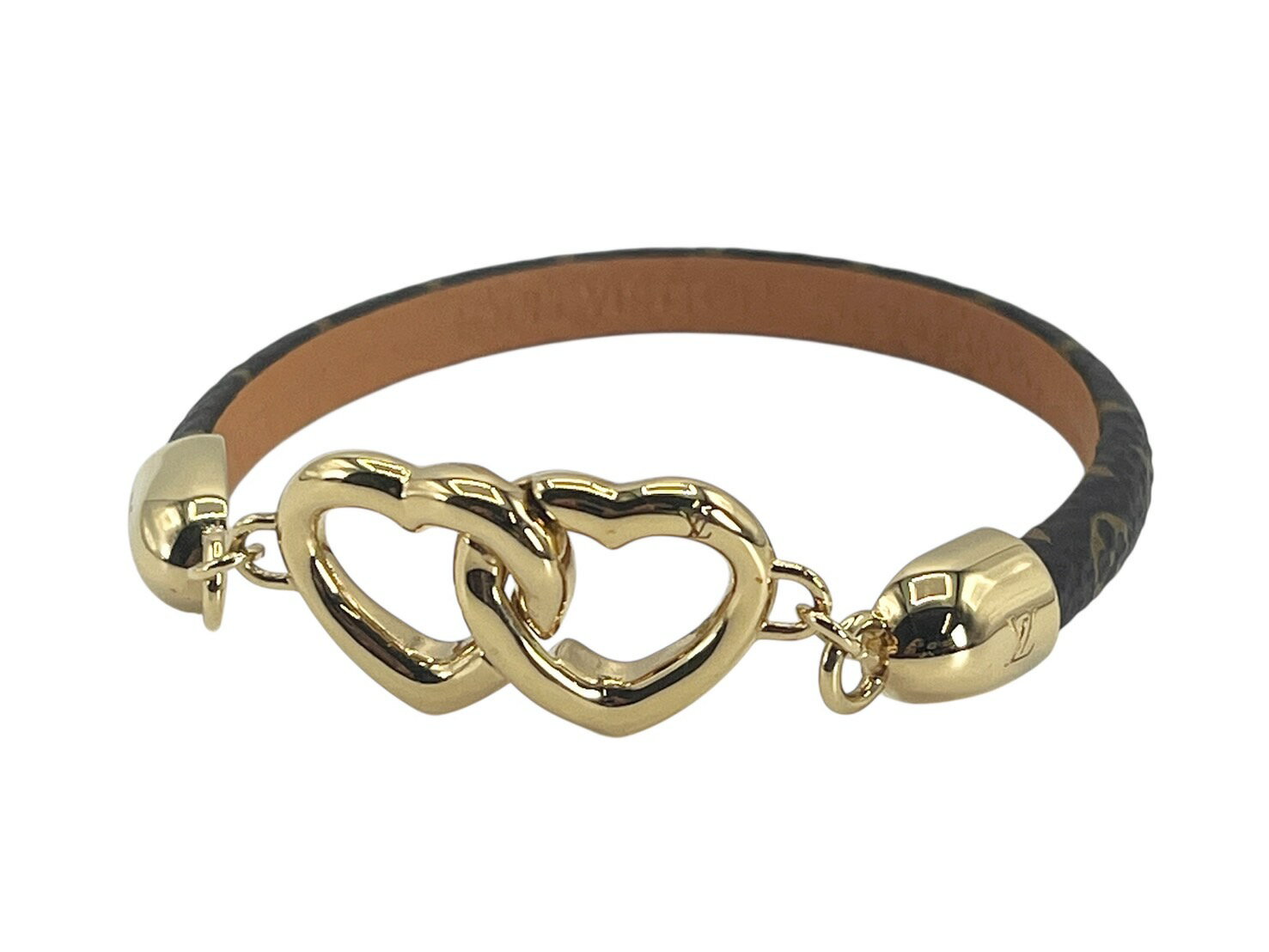 ★中古美品★ LOULS VUITTON ルイヴィトン モノグラム ブラスレ セイ イエス ブレスレット アクセサリー ダブルハート BC4210 専用保存袋 ...