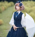 【納期40日】ストライプベスト 3色 ミディアム 春秋 春物 秋物 ストライプ ウエストマーク クラシカル クラロリ 学生風 英国風 おしゃれ 上品 フェミニン...