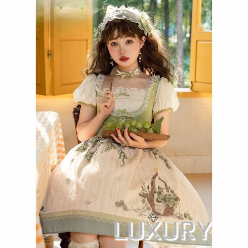 ロリータファッション ワンピース のみ 膝上 ショート丈 レース スクエアネック レトロ 森ガール 童話風 お嬢様 かわいい ガーリー 上品 夏コーデ お茶会 デート ピクニック ロリータファッション ワンピース のみ 膝上 ショート丈 レース スクエアネック レトロ 森ガール 童話風 お嬢様 かわいい ガーリー 上品 夏コーデ お茶会 デート ピクニック