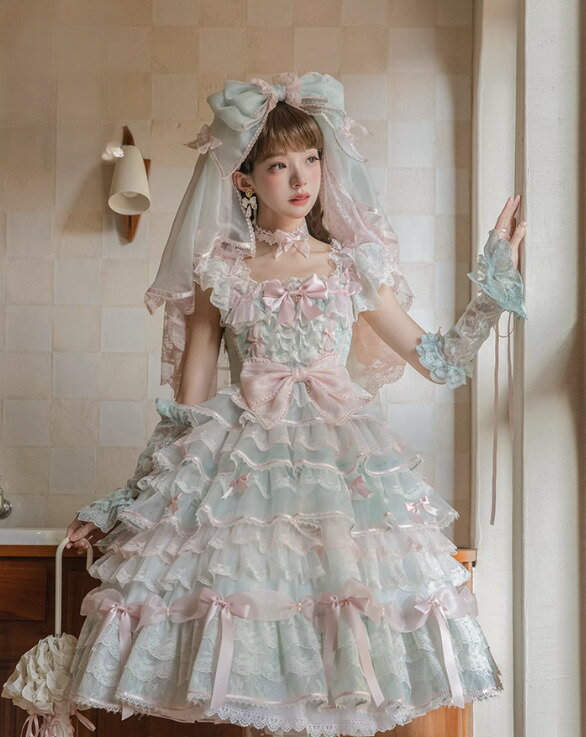 クラシカルロリータ クラロリ ベール のみ 薔薇 バラ柄 パステルカラー レース 透け感 りぼん お嬢様 妖精 ゆめかわ ゆるふわ ラブリー メルヘン エレガント イベント