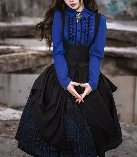 ゴスロリファッション ゴスロリゴシック ジャンパースカート のみ 2色 膝丈 ひざ丈 ミディアム 暗黒系 貴婦人 貴族 上品 エレガント 冬コーデ お茶会 イベント パーティー