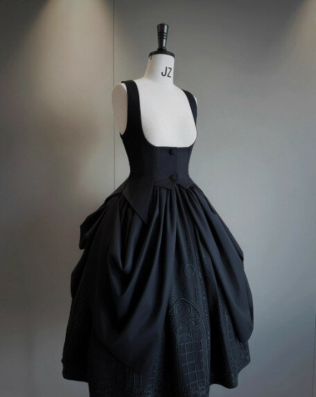 ゴスロリファッション ゴスロリゴシック ジャンパースカート のみ 2色 膝丈 ひざ丈 ミディアム 暗黒系 貴婦人 貴族 上品 エレガント 冬コーデ お茶会 イベント パーティー