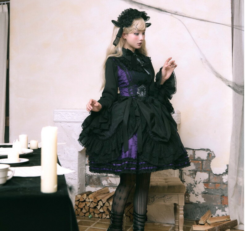 ゴスロリファッション ゴスロリ ジャンパースカート のみ 3色 膝丈 ミニ丈 ショート丈 スパイダー チュール 暗黒系 妖艶 ゴージャス レディースファッション イベント 撮影 舞台