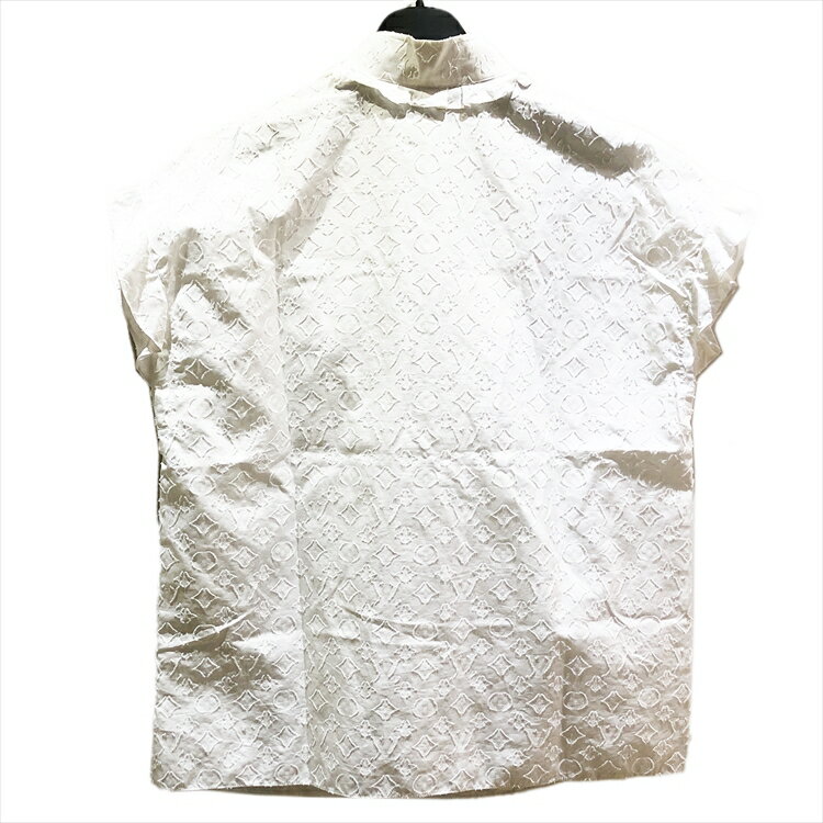 【中古】 未使用品 LOUIS VUITTON ルイヴィトン 19AW Monogram Frill Blouse White モノグラム フリルブラウス ホワイト（36 / 7 / Sサイズ） 1A5M05 / FHBL13AQV レディース 本物 送料込み!! 2