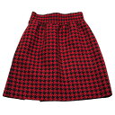 miumiu ミュウミュウ 千鳥格子柄 ジャガード ウールスカート ブラック×レッド size=36 レディース【MG1536_1N64】中古品 本物 送料込み...