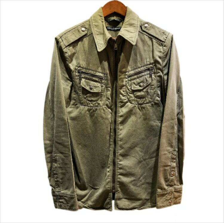 【中古】DOLCE&GABBANA D&G Military Jacket Blouson Khaki ドルチェ&ガッバーナ ディーアンドジー ミリタリージャケット ブルゾン カーキ size=37【G5703T/FU6EE】本物 送料込み!!