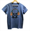 【中古】lucien pellat-finet ルシアンペラフィネ Headphones Skull Beat Short Sleeve T-Shirt Blue ヘッドホン スカルビート 半袖 Tシャツ ブルー size=XS 本物 送料込み!!