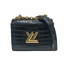 【中古】LOUIS VUITTON ルイヴィトン ツイスト MINI チェーンショルダーバッグ ブラック エキゾチック クロコダイル レディース ゴールド金具 ...
