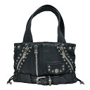 ChromeHearts クロムハーツ JJ DEAN SM JJディーン スモール レザー ライダース ハンドバッグ w/クロスボール カスタム BK 中古品...