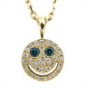 【中古】EYEFUNNY アイファニー Smile S Blue-diamond eyes × Standard S chain ダイヤモンド スマイル S ブルーアイズ × スタンダード S チェーン ペンダント ネックレス イエローゴールド 750YG K18YG 18KYG (HSM004Y / CNG028Y) (セット販売) 本物 送料込み!!