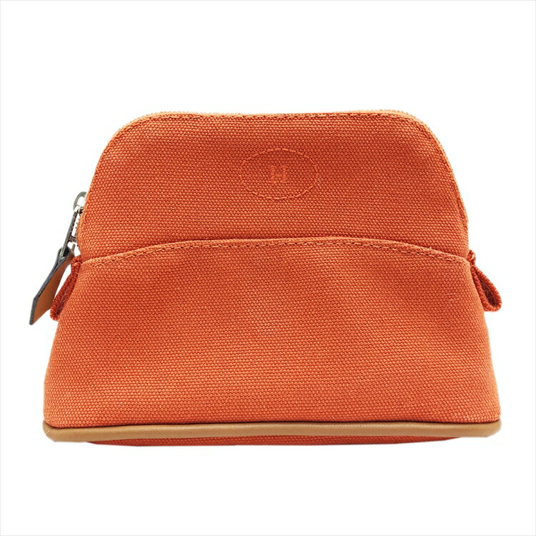 HERMES エルメス ボリードポーチ ミニミニ オランジュ・フー【H103772M 02】オレンジ コットンキャンバス アニョー メンズ レディース 中古品 本物 送料込み!!