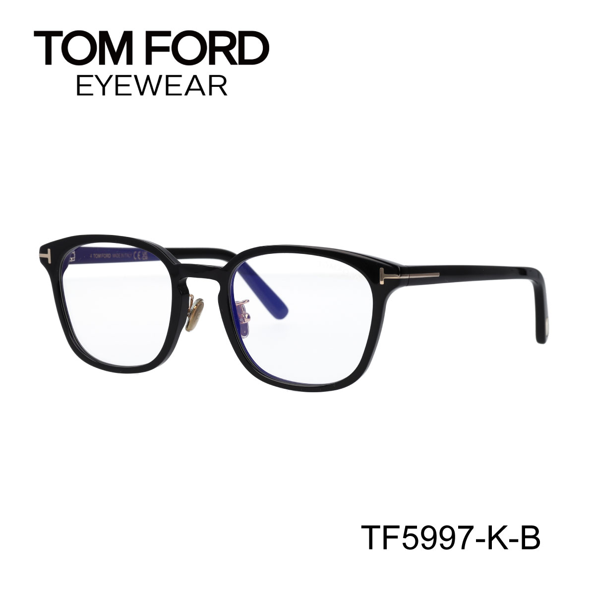 TOM FORD トムフォード FT5997-K-B/V 001 TF5997-K-B 001 メガネ ウェリントン 黒縁メガネ ブルーライトカットメガネ アジアンフィット 【海外正規品】