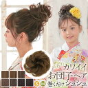 お団子 ウィッグ シュシュ ポイントウィッグ 部分ウィッグ つけ毛 簡単 ワンタッチ ヘアアレンジ ウイッグ キッズ 子供 子ども 発表会 フラダンス ダンス ブライダル 普段 使い wig 「エアリーカール シュシュウィッグ[wgt800]」 アクアドール ハロウィン 仮装 結婚式