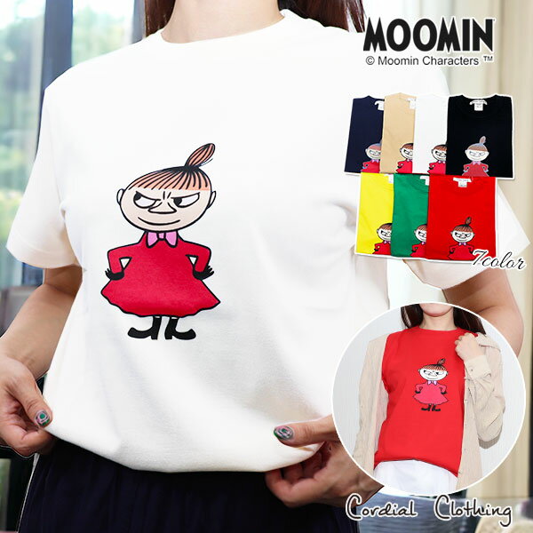 ＼母の日 ギフト 2024／【再入荷】【MOOMIN×cordialclothing】リトルミイ 彩色 プリント 日本製 綿100% ムーミンキャラクター レディース プリント Uネック ラウンド Tシャツ / 半袖 カットソー CC1041002【7color】【メール便送料無料】