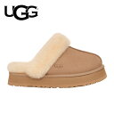 【UGG】アグ DISQUETTE-SAN / ムートン サンダル ブーツ キャメル(23cm 230mm US6 / 24cm 240mm US7)牛革【並行...