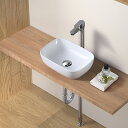 【混合水栓付き】 手洗い器 置き型 洗面ボウル 370x260x110mm 洗面台 陶器 手洗いボウル 陶器 白 ホワイト 小型洗面器 蛇口 排水金具 セット ...