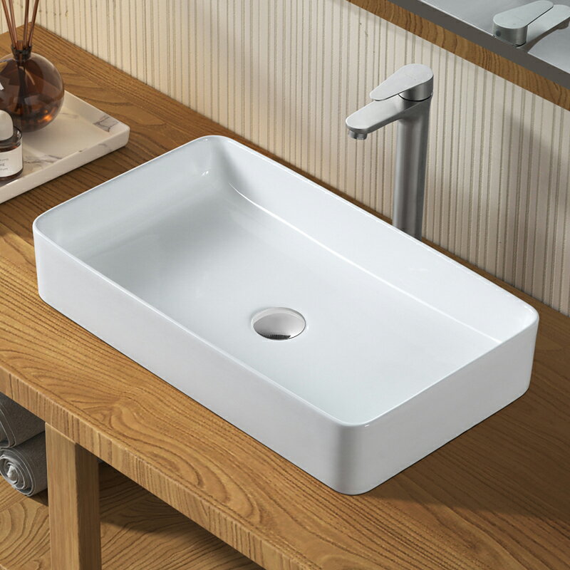 【3点商品セット】 洗面ボウル 大きい 洗面台 置き型 610*345*110mm 洗面ボール 陶器 手洗いボウル オシャレ 洗面器 排水金具 セット DIY トイレ 浴室 施主支給 リフォーム