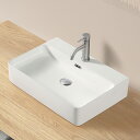 【3点商品セット】 洗面ボウル 大きい 洗面台 置き型 610*425*130mm オシャレ 洗面ボール 陶器 手洗いボウル ホワイト 洗面器 蛇口 排水金具 ...