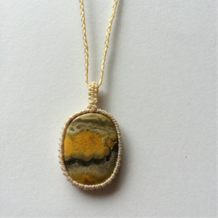 バンブルビージャスパーペンダント ジャスパー イエロー イエロージャスパー Jasper Bumblebee 黄色 レアストーン 天然石 天然石アクセサリー アクセサリー ペンダント サルファー ジャスパーペンダント マクラメペンダント