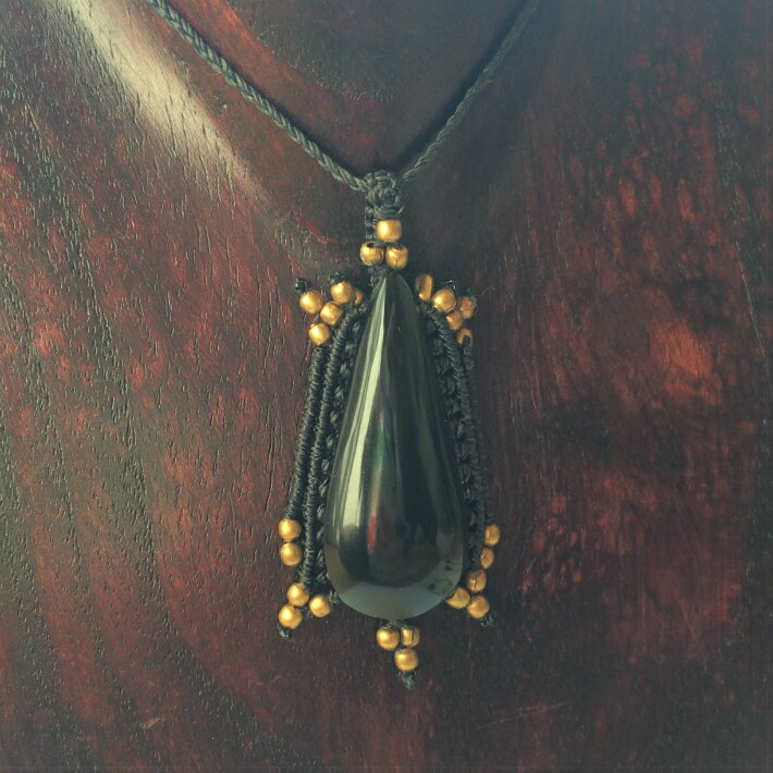 黒曜石ペンダントオブシディアンアク...