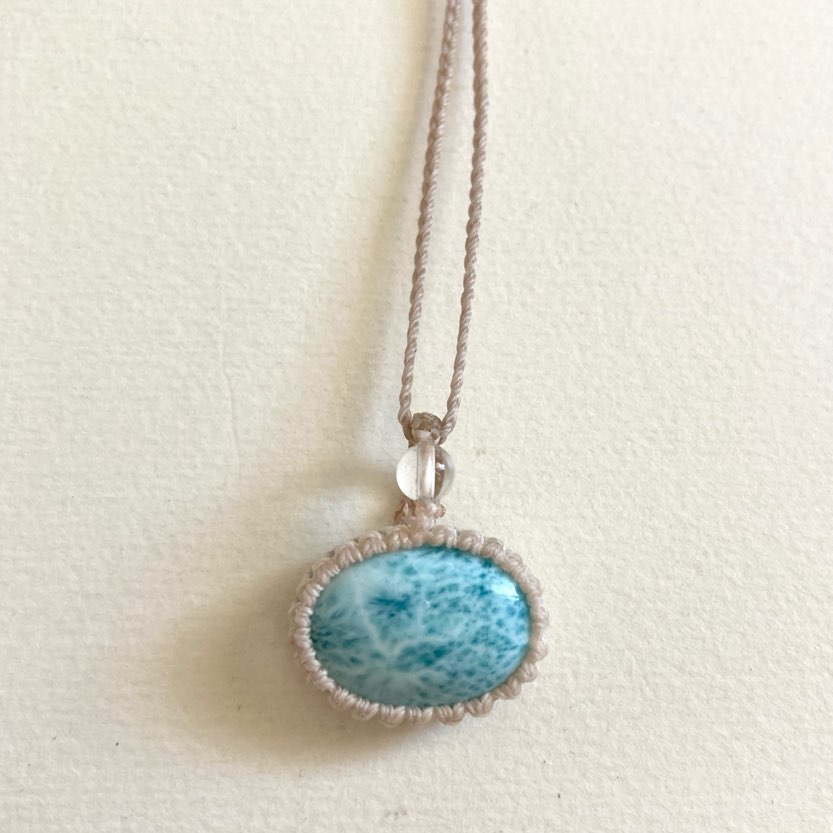 ラリマーペンダント ラリマー ペンダント マクラメペンダント ブルー 水色