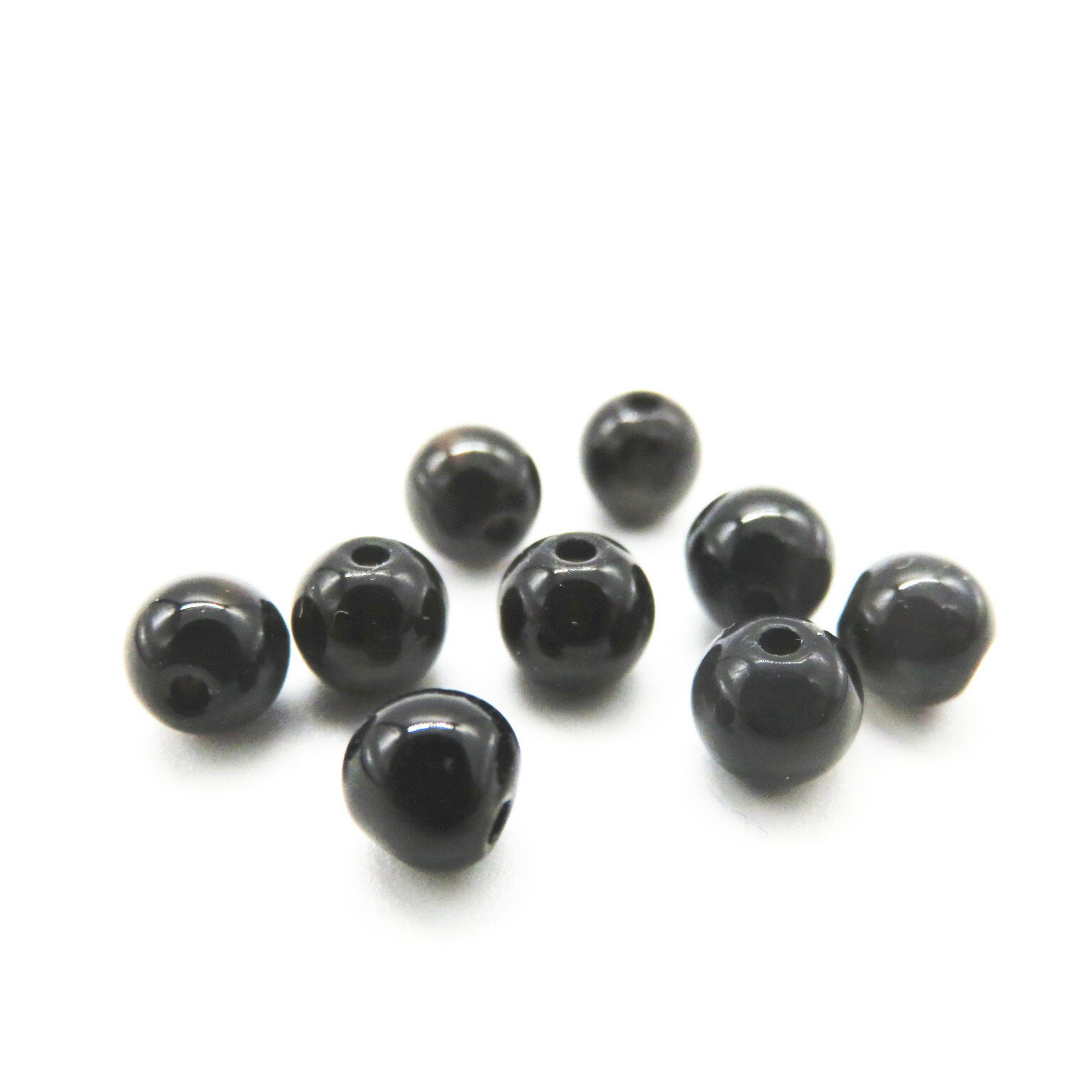 天然石ビーズ モリオン (黒水晶) 4.0mm 1粒売り チベット産 ラウンド 丸玉 バラ売り 穴空 風水 お守り 厄払い 厄除け 幸運 開運