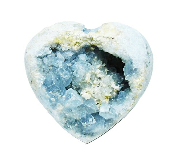 1点物原石 セレスタイト 天青石 ハートシェイプ 497g 台付 天青石 パワー...