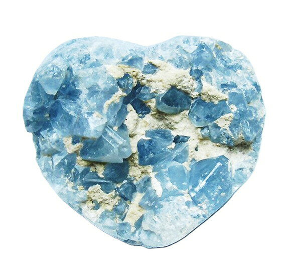 1点物原石 セレスタイト 天青石 ハートシェイプ 330g 天青石 パワーストーン