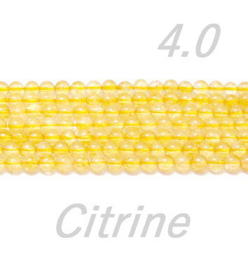 シトリン 4.0mm玉 AA 天然石ビーズ 黄色水晶 丸玉 バラ売 穴空