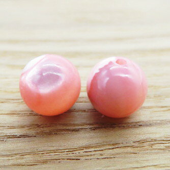 貝ビーズ ピンク マザーオブパール 4.0mm 1粒売り 丸玉 バラ売り 穴あき