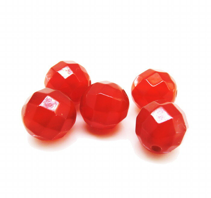 天然石ビーズ レッドアゲード 64面カット 10.0mm玉 1粒売り 赤瑪瑙 赤メノウ 丸玉 パワーストーン 天然石 お守り ハンドメイド 手作り パーツ 穴あき開運 風水 パワーストーン