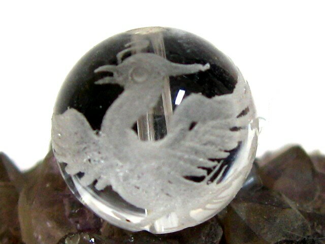 彫刻ビーズ　水晶朱雀 12ミリ玉/1個