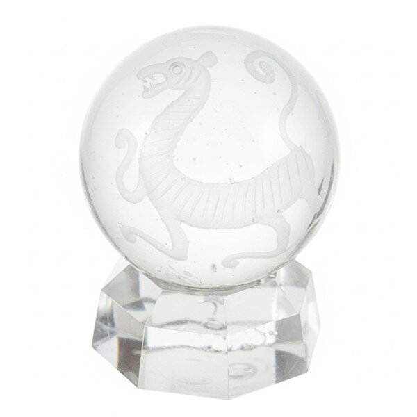  四神彫刻丸玉 水晶 20mm玉 白虎 素掘