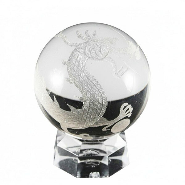 丸玉 四神彫刻 青龍 水晶 30mm玉 1個売り クリスタルクォーツ 天然石 丸玉...