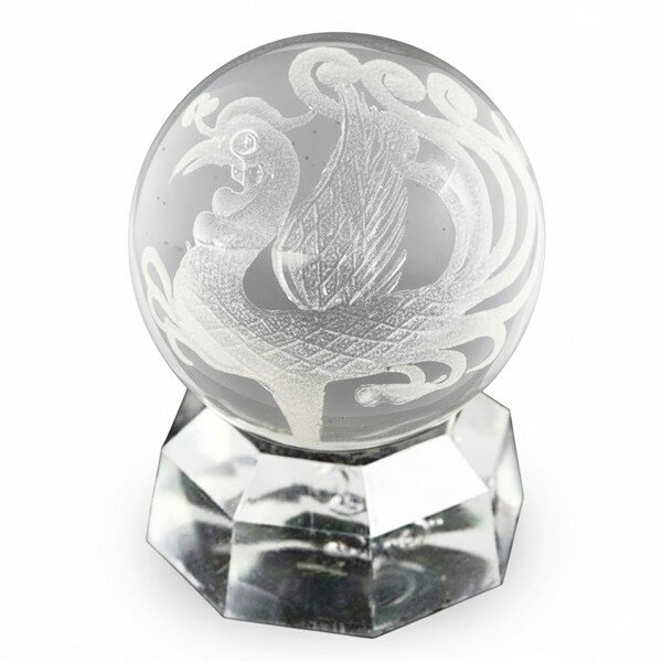 丸玉 四神彫刻 朱雀 水晶 30mm玉 1個売り クリスタルクォーツ 天然石 丸玉...