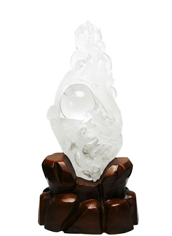 1点物 龍置物彫刻 1.9Kg ヒマラヤ水晶 ルチル入り 手彫り 天然石 パワース...