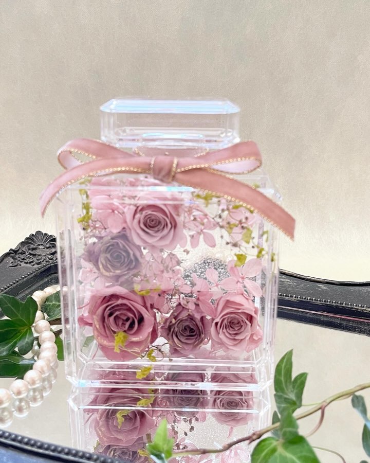 【プリザーブドフラワー】香水瓶　ギフト プレゼント　お祝い　お誕生日　結婚祝い　母の日　お礼　卒業　退職祝い　ピンク　プロフーモ　スーパー SALE半額のサムネイル