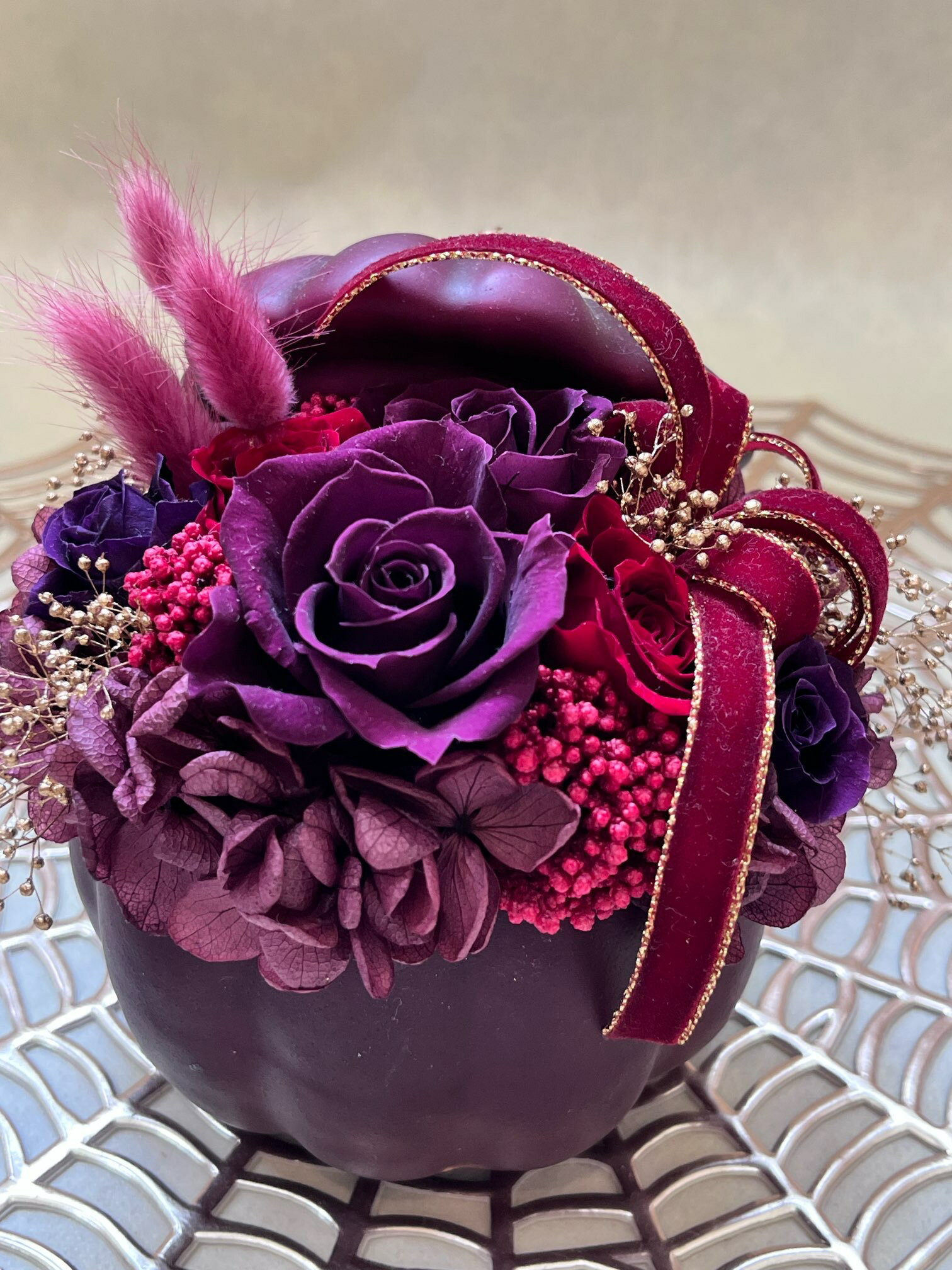 【プリザーブドフラワー】ギフト　ハロウィン　かぼちゃ　パンプキン　お祝い　お誕生日　母の日　敬老の日　大人可愛いのサムネイル